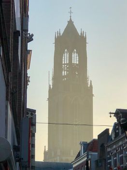 Utrecht dom tower at sunrise