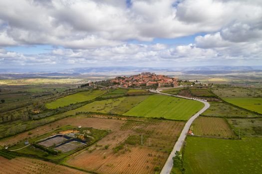 Castelo Rodrigo drone aerial view village landscape, in Portugal