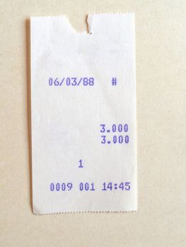 Vintage shop customer receipt