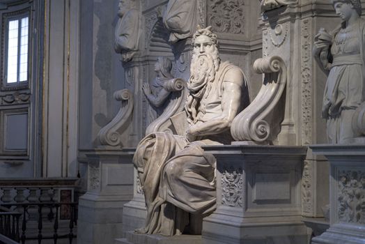Moses sculpture by Michelangelo in San Petrio in Vincoli, Rome, 