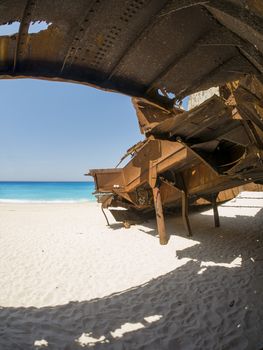 The famous Navagio Shipwreck beach in Zakynthos island 