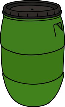 The green plastic barrel