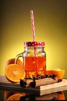 Healthy Infused Orange Detox Drink in a Mason Jar 