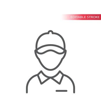 Employee with collar and hat thin line vector icon