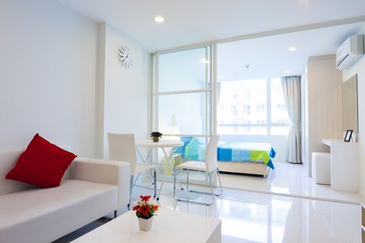 White condominium bedroom