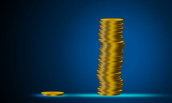Wealth inequality concept with coins stack