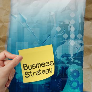 business strategy background on crumpled paper with tear envelop