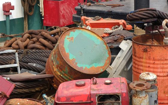 Large industrial items of junked scrap metal and equipment