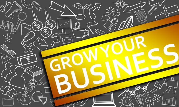 Grow your business concept with creative icon drawings