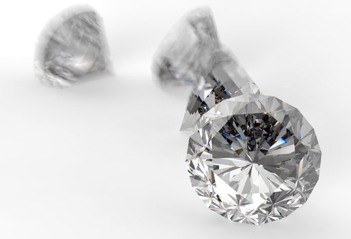 Diamonds isolated on white 3d model background