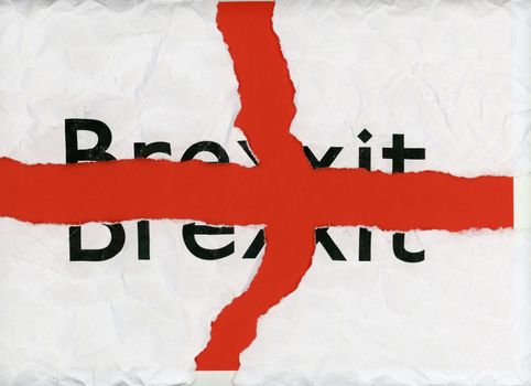Brexit on torn paper
