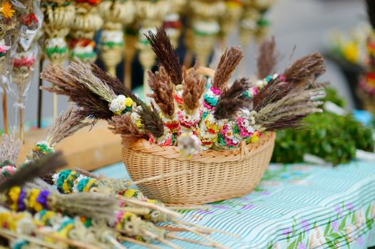 Traditional lithuanian Easter palm bouquets