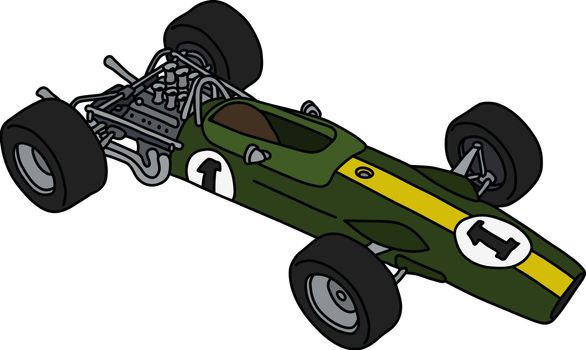 The retro green formula one car