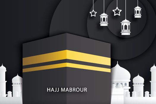 Islamic pilgrimage hajj mabrour background greeting card or bann