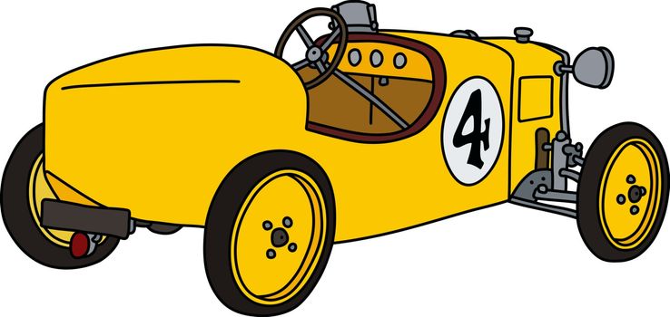 The vintage yellow racecar