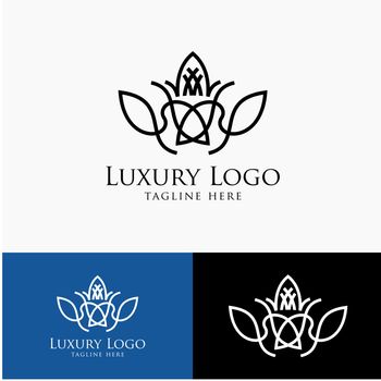 Luxury logo template. Vintage badge frame flourishes. Modern elegant logo design.