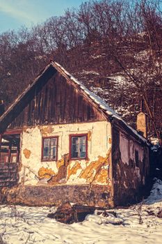 Romanian traditional clay house abandoned