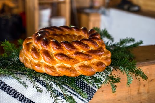 Romanian traditional braided bread