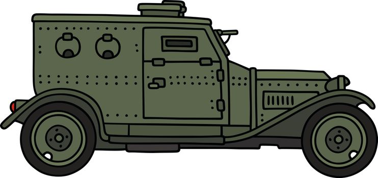 The vintage armored vehicle