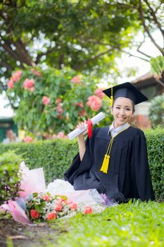 Happy graduated student girl, congratulations of education succe