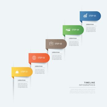5 data step infographics timeline tab paper index template. Vect