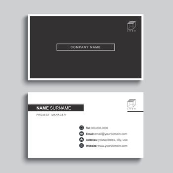 Minimal business card print template design. Black color and sim