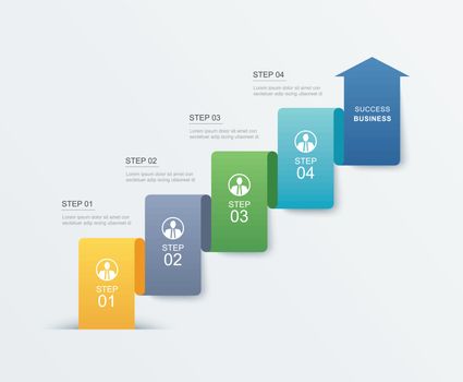 4 data step infographics timeline tab paper index template. Vect