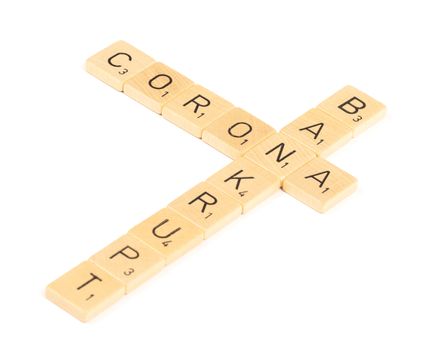 Corona bankrupt letters, isolated