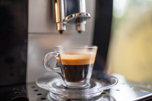Espresso machine at home - coffee drink ready in minute