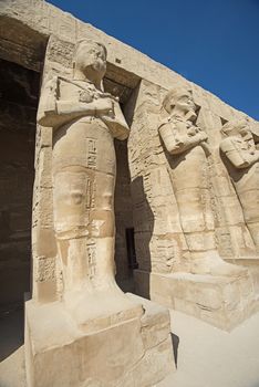 Large statues of Ramses 3rd at Karnak Temple in Luxor