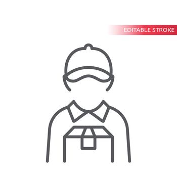 Delivery boy or man thin line vector icon