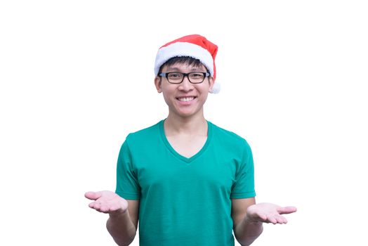 Asian handsome man with green shirt and eyeglasses has ignore re