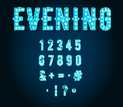 Neon Casino or Broadway Signs style light bulb Digits or Numbers in Vector