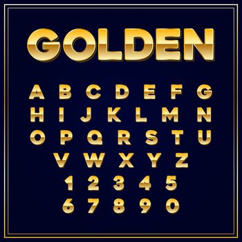 Alphabetic fonts Gold letter with numbers. Vector EPS10.