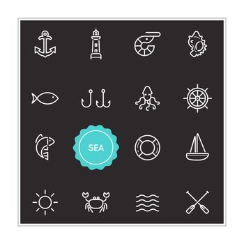 Set of Sea Food Vector Illustration Elements can be used as Logo