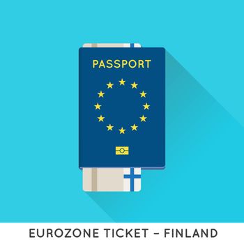 Eurozone Europe Passport with tickets vector illustration. Air T