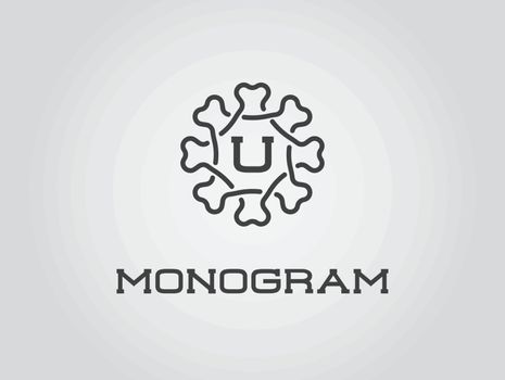 Compact Monogram Design Template with Letter Vector Illustration Premium Elegant Quality