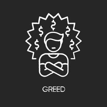 Greed chalk white icon on black background