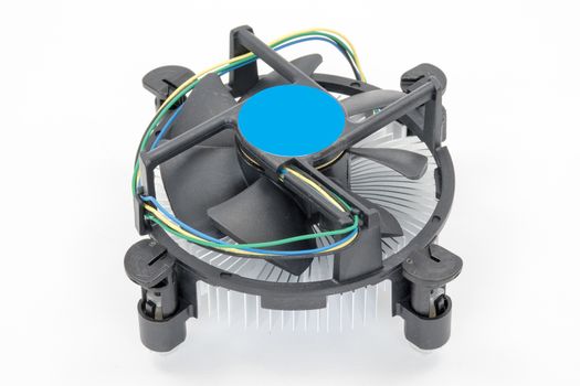 Computer processor cooling fan on a heatsink