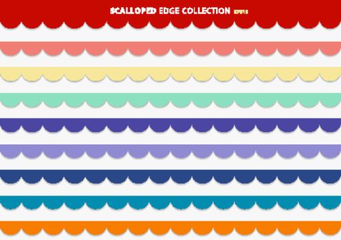 Set of colorful scallops stripes seamless repeat pattern geometr