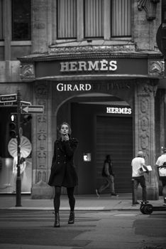 woman on street business portrait model person young beauty walking