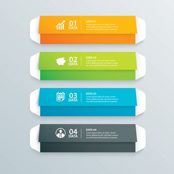 Infographics envelope tab paper index with 4 data template. Vect
