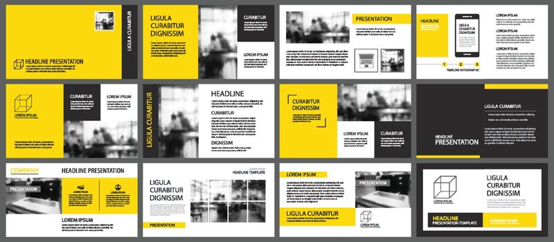 Yellow and white element for slide infographic on background. Pr