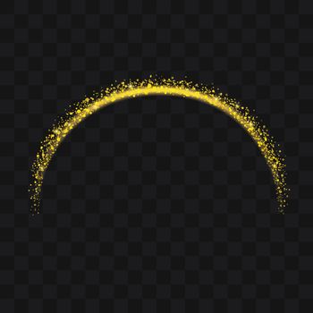 Gold glittering trail sparkling stardust abstract particles on b