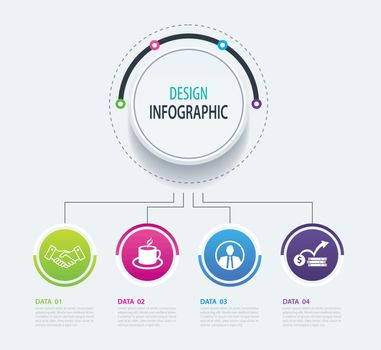 4 abstract circle infographic number business options template. 