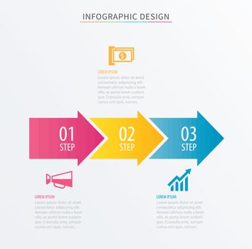 Infographics arrow number 3 step template. Vector Process chart 