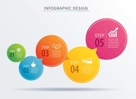 infographics circle number 5 step template. Vector illustration 