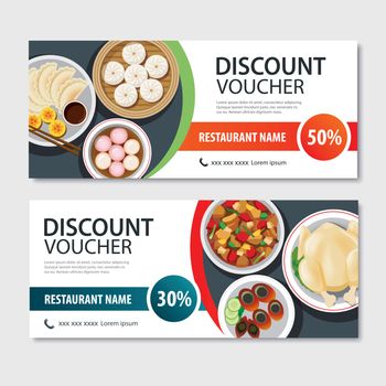 Discount voucher asian food template design. Chinese set 