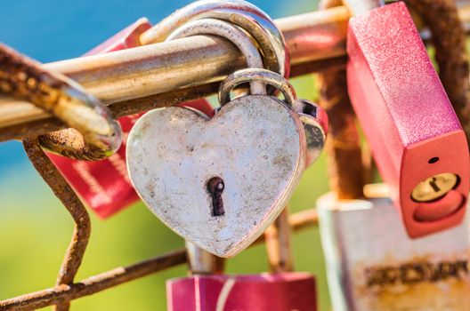Romantic padlocks, symbol for love