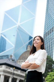 Asian business woman confident outdoor, Hong Kong